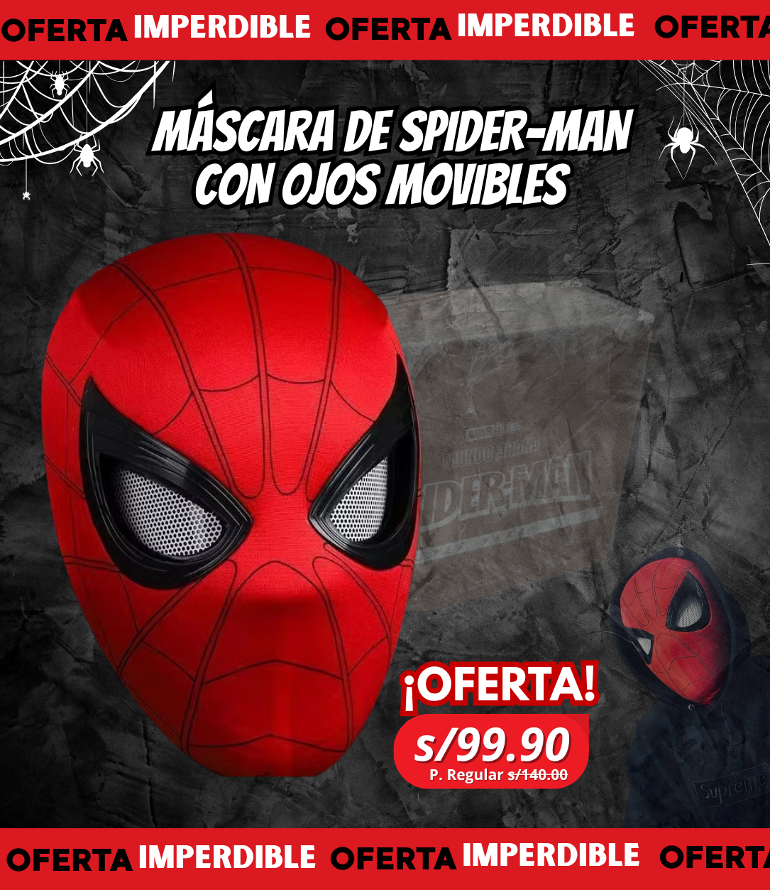 MASCARA DEL HOMBRE ARAÑA CON OJOS MOVIBLES