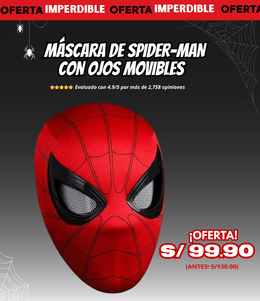 MASCARA DEL HOMBRE ARAÑA CON OJOS MOVIBLES